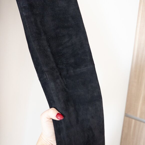 Joseph $1200 Slim Fit Suede Leggings 100% Lambskin with Stretch in Black - Picture 12 of 14